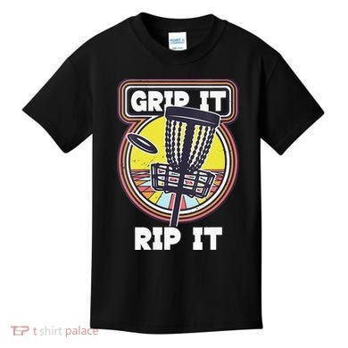 Funny Retro Grip and Rip It Disc Golf Kids T-Shirt