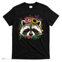 Floral Raccoon Gardening Botanical Plant Flower Trash Panda T-Shirt thumb 0