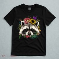 Floral Raccoon Gardening Botanical Plant Flower Trash Panda T-Shirt thumb 5