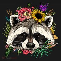 Floral Raccoon Gardening Botanical Plant Flower Trash Panda T-Shirt thumb 7