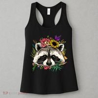 Floral Raccoon Gardening Botanical Plant Flower Trash Panda Women's Tank Top thumb 3
