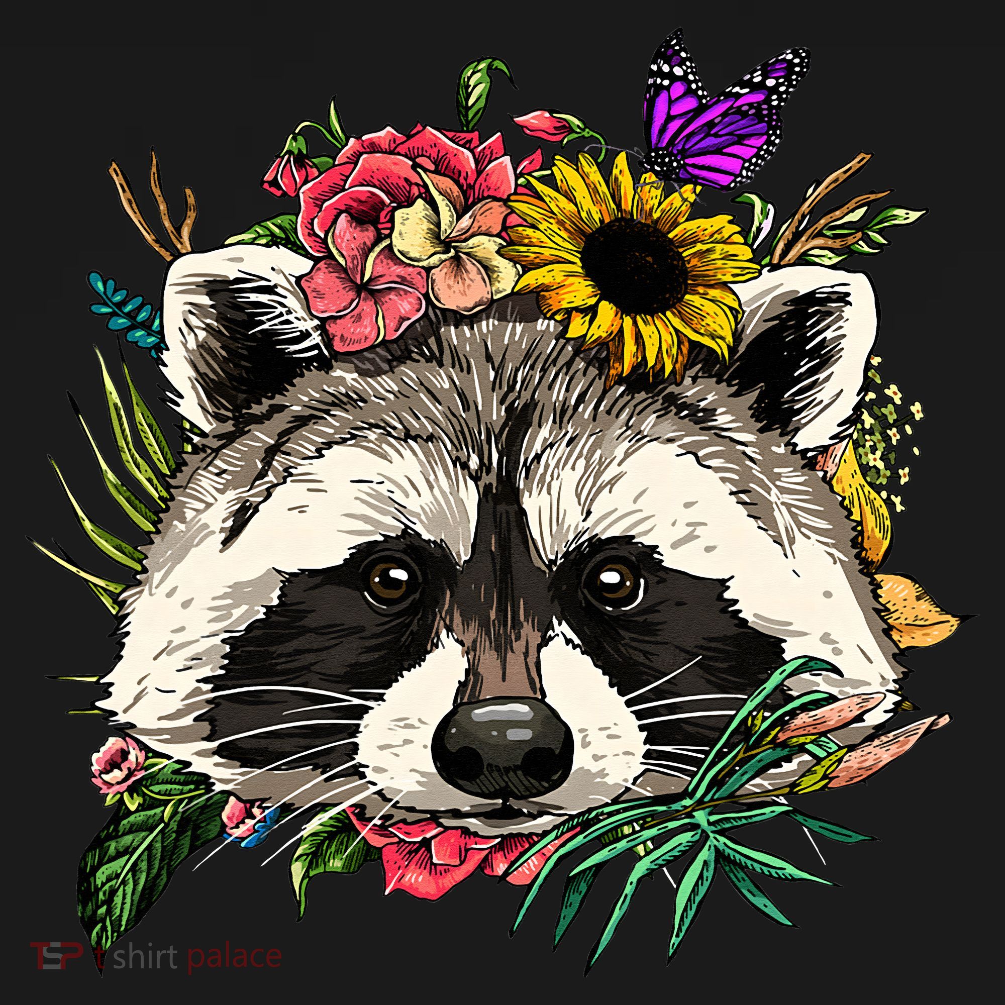 Floral Raccoon Gardening Botanical Plant Flower Trash Panda Women's Tank Top