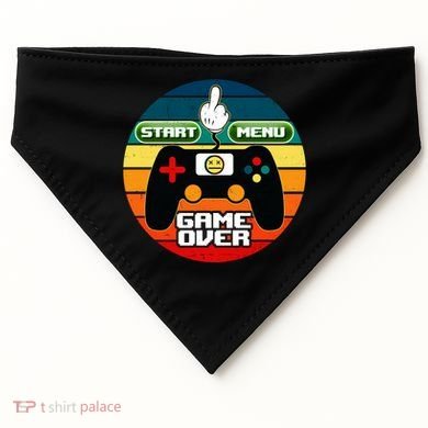 Funny Retro Game Over Gamer USA-Made Doggie Bandana