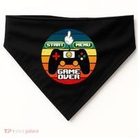 Funny Retro Game Over Gamer USA-Made Doggie Bandana thumb 0
