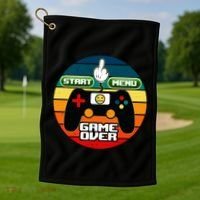 Funny Retro Game Over Gamer Golf Towel thumb 1