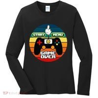 Funny Retro Game Over Gamer Women's Long Sleeve Shirt thumb 0
