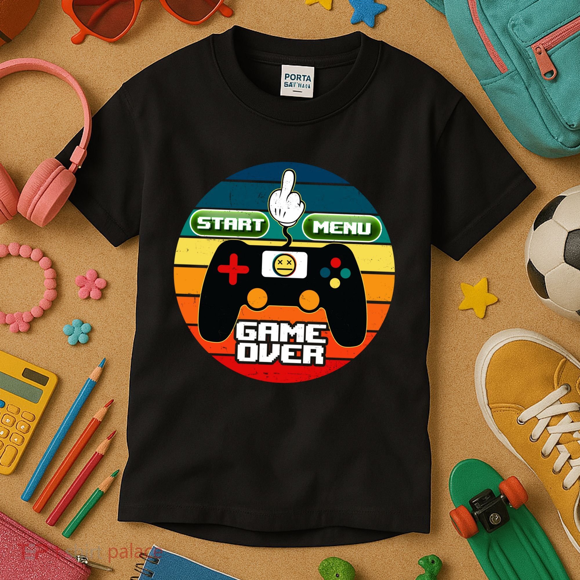 Funny Retro Game Over Gamer Kids T-Shirt