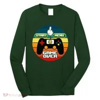 Funny Retro Game Over Gamer Long Sleeve Shirt thumb 0