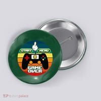 Funny Retro Game Over Gamer Button thumb 0