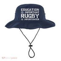 Funny Rugby Gift Education Is Important Rugby Is Importanter Bucket Hat thumb 0