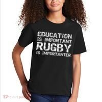 Funny Rugby Gift Education Is Important Rugby Is Importanter Kids T-Shirt thumb 2