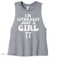 Funny Retro Groovy IM Literally Just A Girl Women's Racerback Cropped Tank thumb 0
