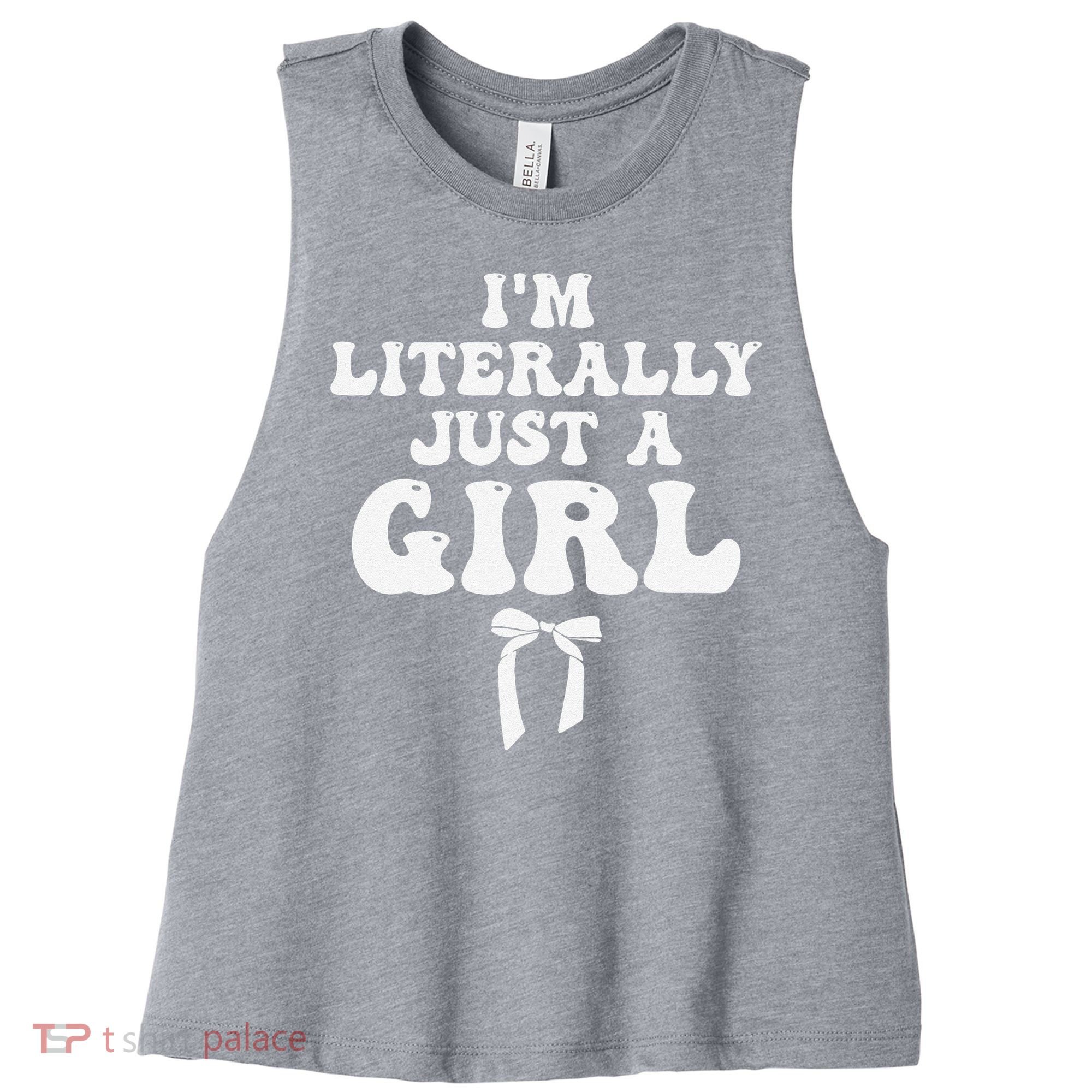 Funny Retro Groovy IM Literally Just A Girl Women's Racerback Cropped Tank