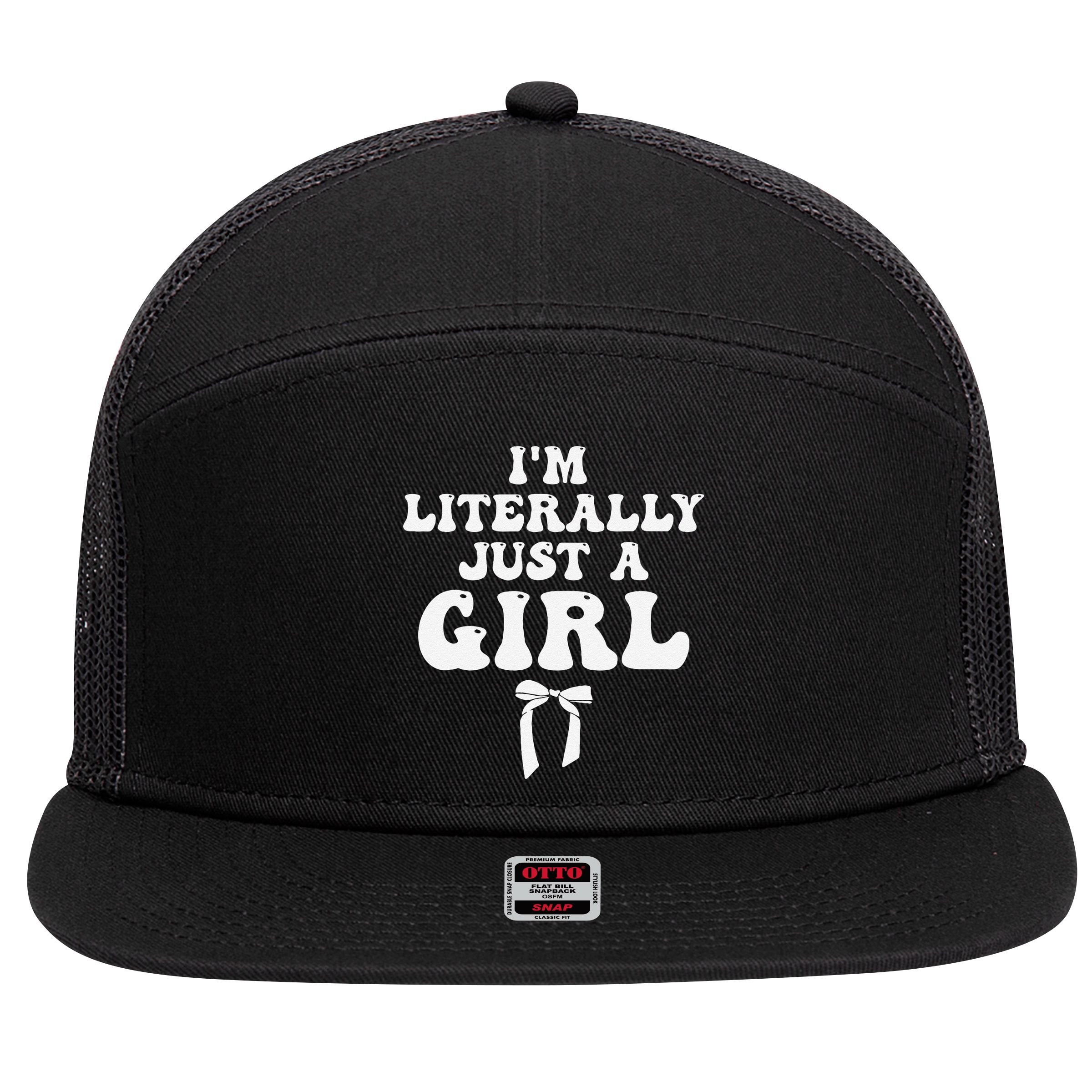 Funny Retro Groovy IM Literally Just A Girl 7 Panel Mesh Trucker Snapback Hat