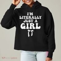 Funny Retro Groovy IM Literally Just A Girl Ladies Heavyweight Boxy Pullover Hoodie thumb 0