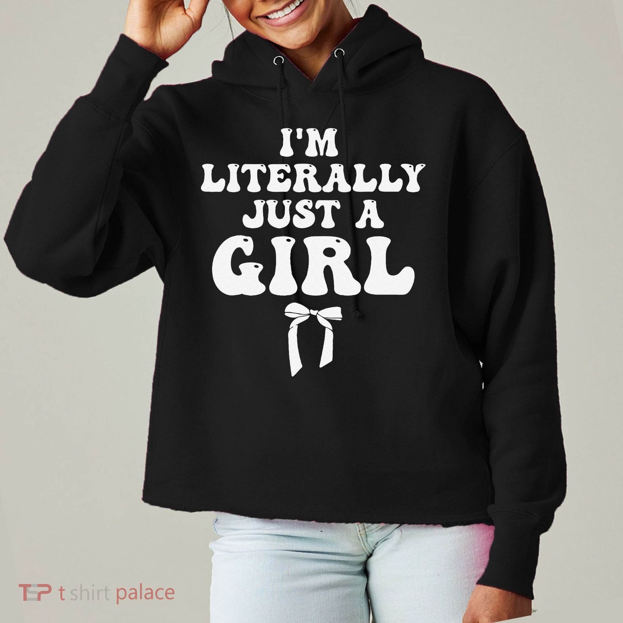 Funny Retro Groovy IM Literally Just A Girl Ladies Heavyweight Boxy Pullover Hoodie