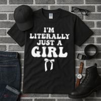 Funny Retro Groovy IM Literally Just A Girl Tall T-Shirt thumb 3