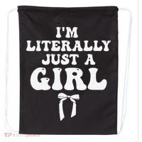 Funny Retro Groovy IM Literally Just A Girl Drawstring Bag thumb 0