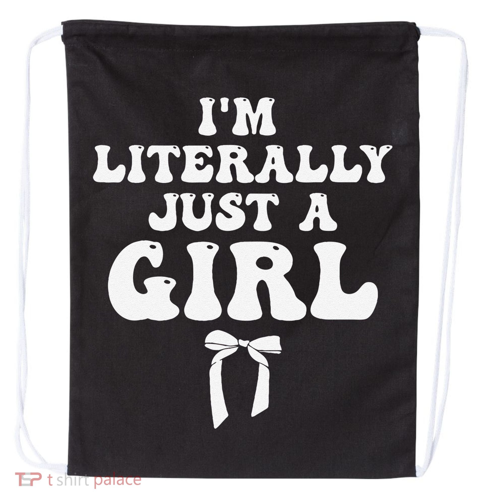 Funny Retro Groovy IM Literally Just A Girl Drawstring Bag