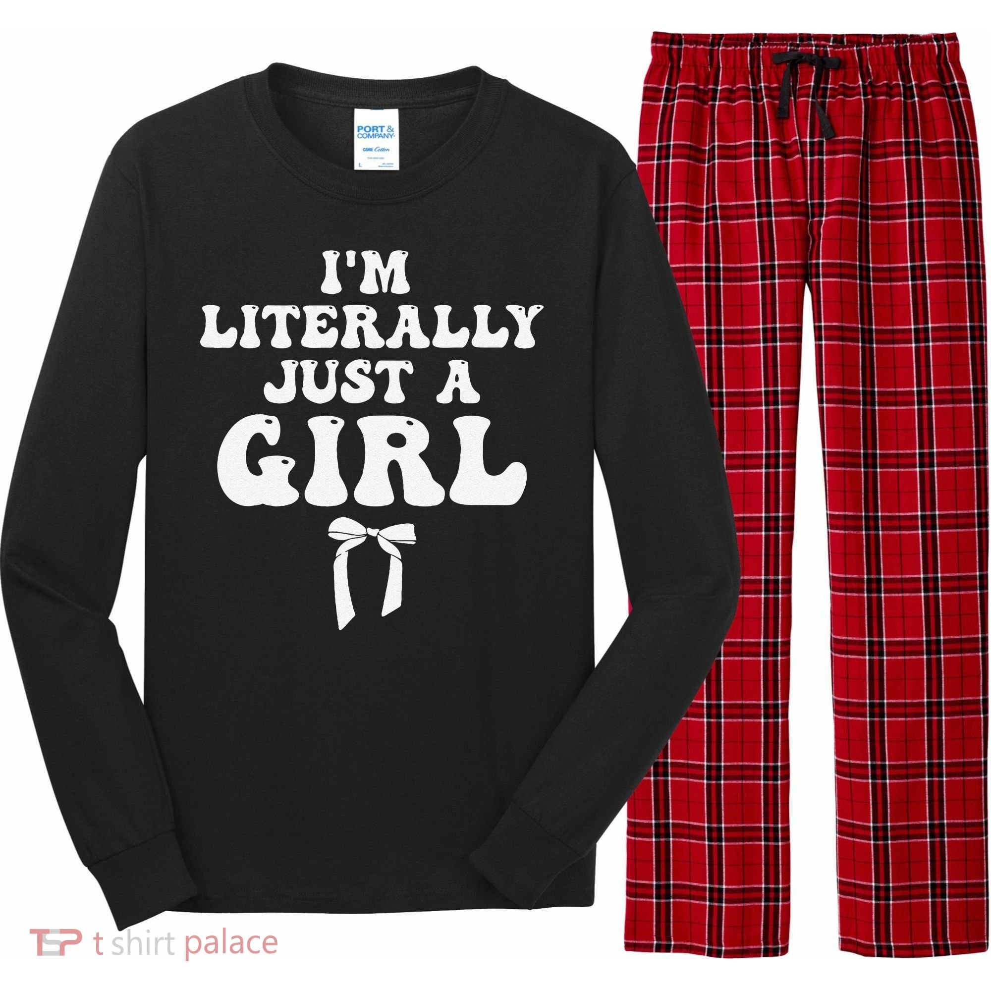 Funny Retro Groovy IM Literally Just A Girl Long Sleeve Pajama Set