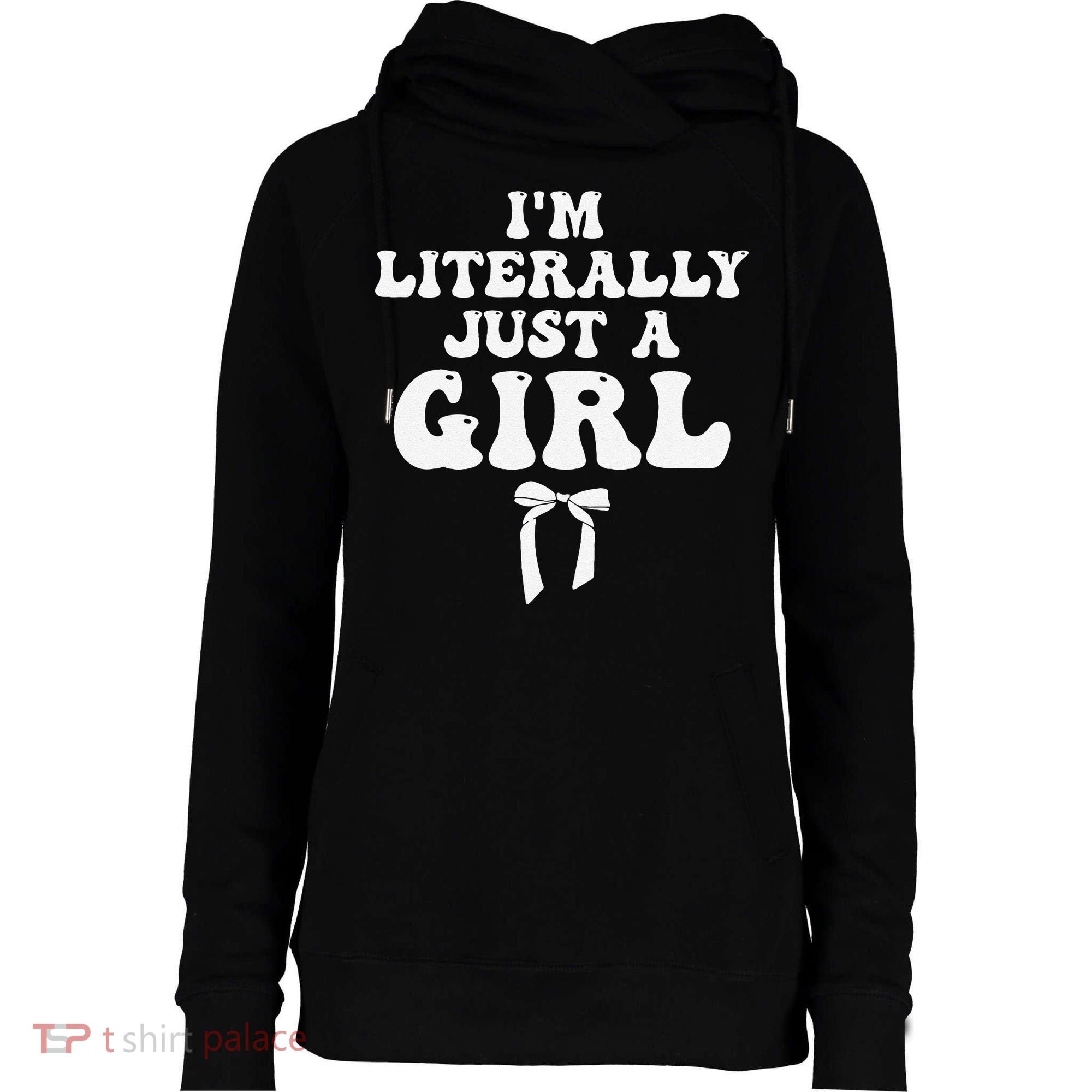 Funny Retro Groovy IM Literally Just A Girl Womens Funnel Neck Pullover Hood