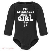 Funny Retro Groovy IM Literally Just A Girl Baby Long Sleeve Bodysuit thumb 0