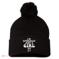 Funny Retro Groovy IM Literally Just A Girl Pom Pom 12in Knit Beanie thumb 0