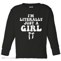 Funny Retro Groovy IM Literally Just A Girl Toddler Long Sleeve Shirt thumb 0