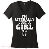 Funny Retro Groovy IM Literally Just A Girl Women's V-Neck T-Shirt thumb 0