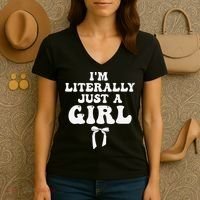 Funny Retro Groovy IM Literally Just A Girl Women's V-Neck T-Shirt thumb 3