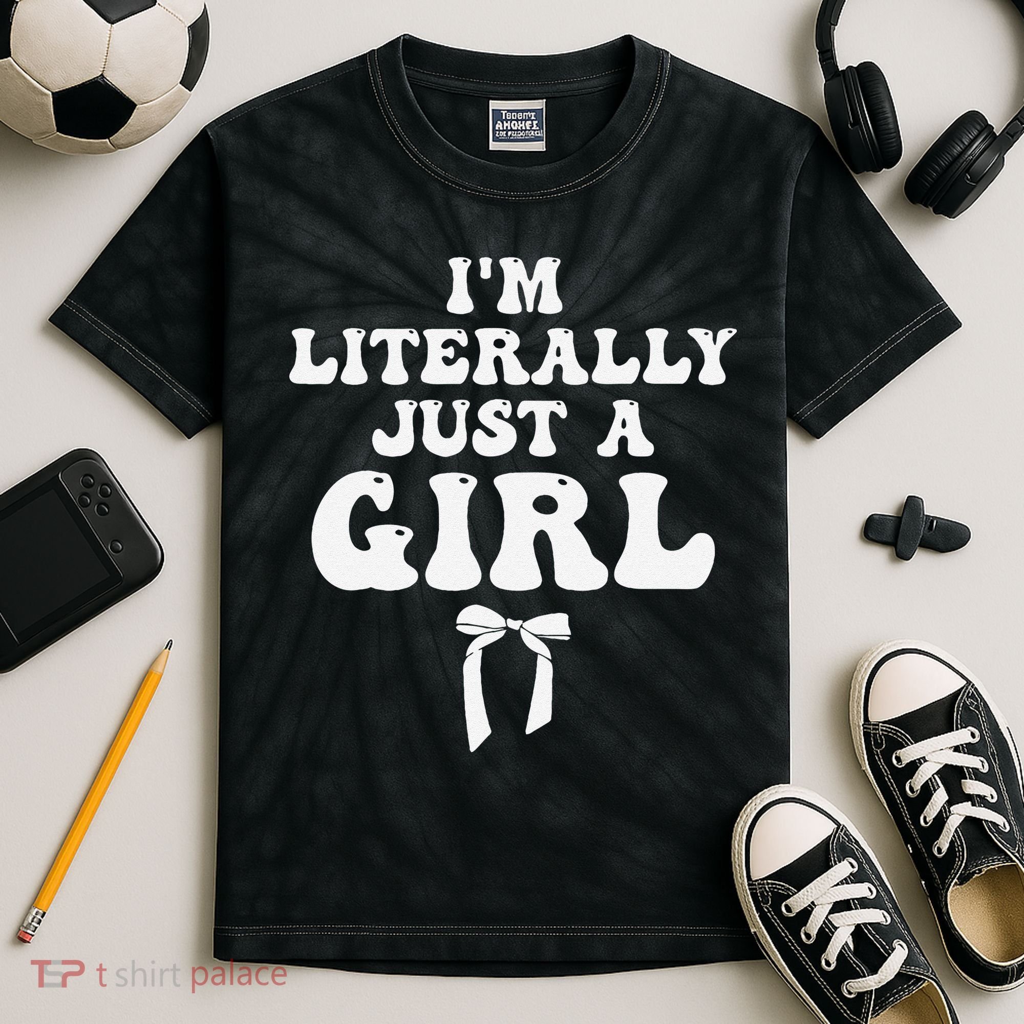 Funny Retro Groovy IM Literally Just A Girl Kids Tie-Dye T-Shirt