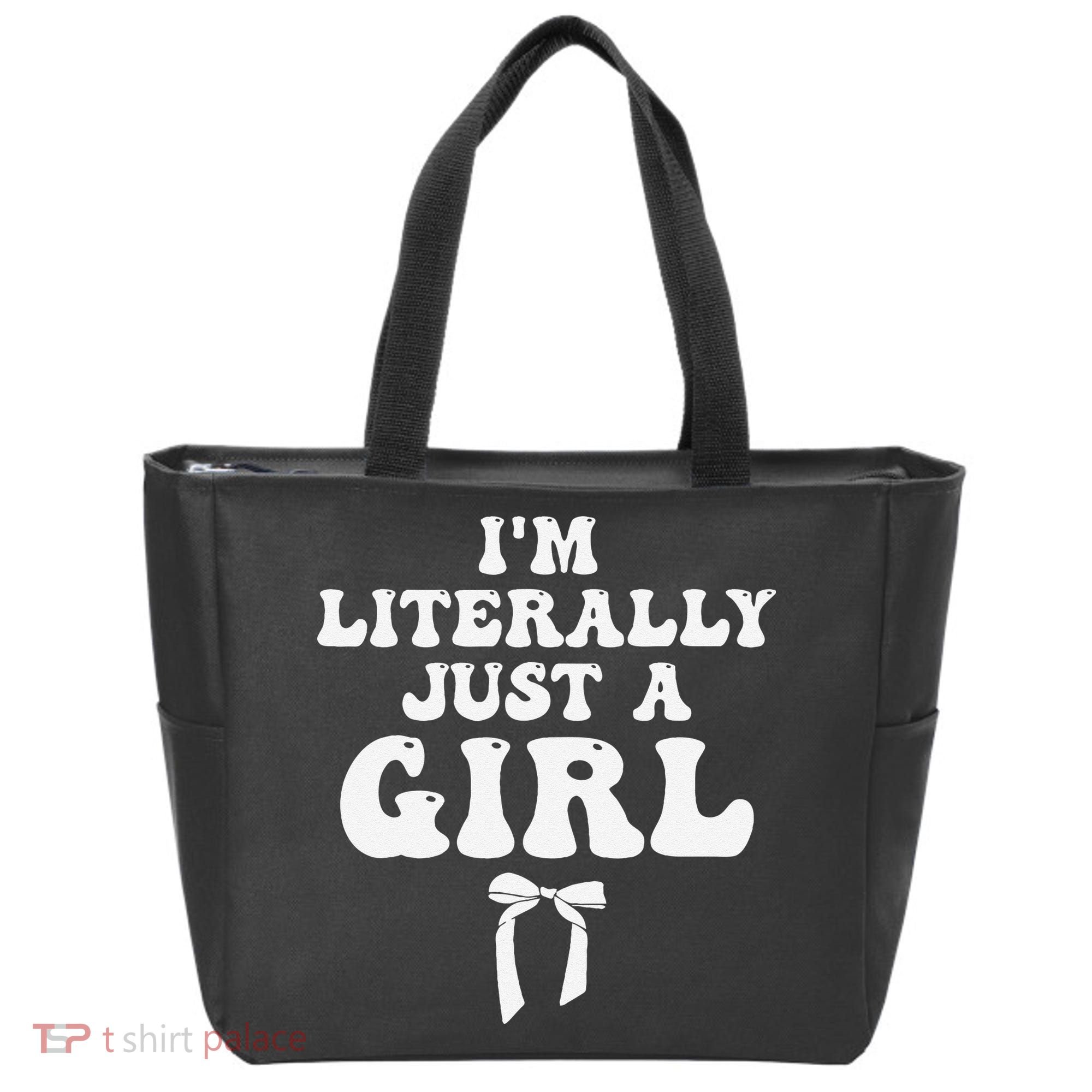Funny Retro Groovy IM Literally Just A Girl Tote Bag