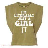 Funny Retro Groovy IM Literally Just A Girl Garment-Dyed Women's Muscle Tee thumb 0