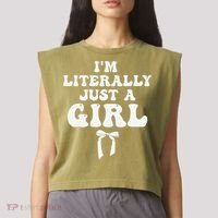 Funny Retro Groovy IM Literally Just A Girl Garment-Dyed Women's Muscle Tee thumb 2