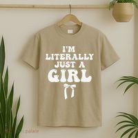 Funny Retro Groovy IM Literally Just A Girl T-Shirt thumb 2