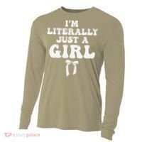 Funny Retro Groovy IM Literally Just A Girl Cooling Performance Long Sleeve Crew thumb 0
