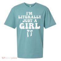 Funny Retro Groovy IM Literally Just A Girl Sueded Cloud Jersey T-Shirt thumb 0