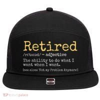 Funny Retirement Gag 7 Panel Mesh Trucker Snapback Hat thumb 0