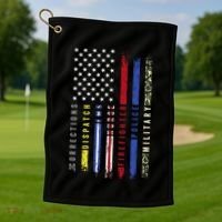 First Responders Hero Flag Nurse Ems Police Fire Military Cool Gift Golf Towel thumb 1