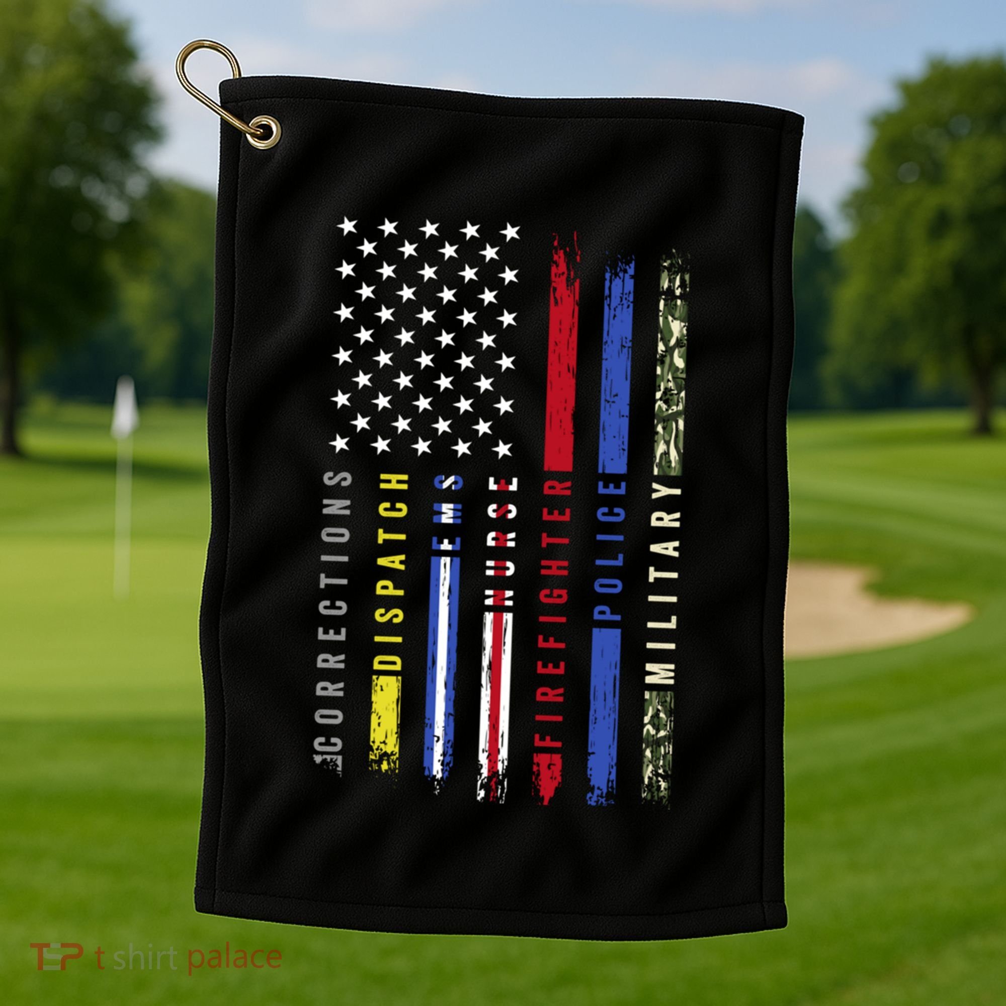 First Responders Hero Flag Nurse Ems Police Fire Military Cool Gift Golf Towel