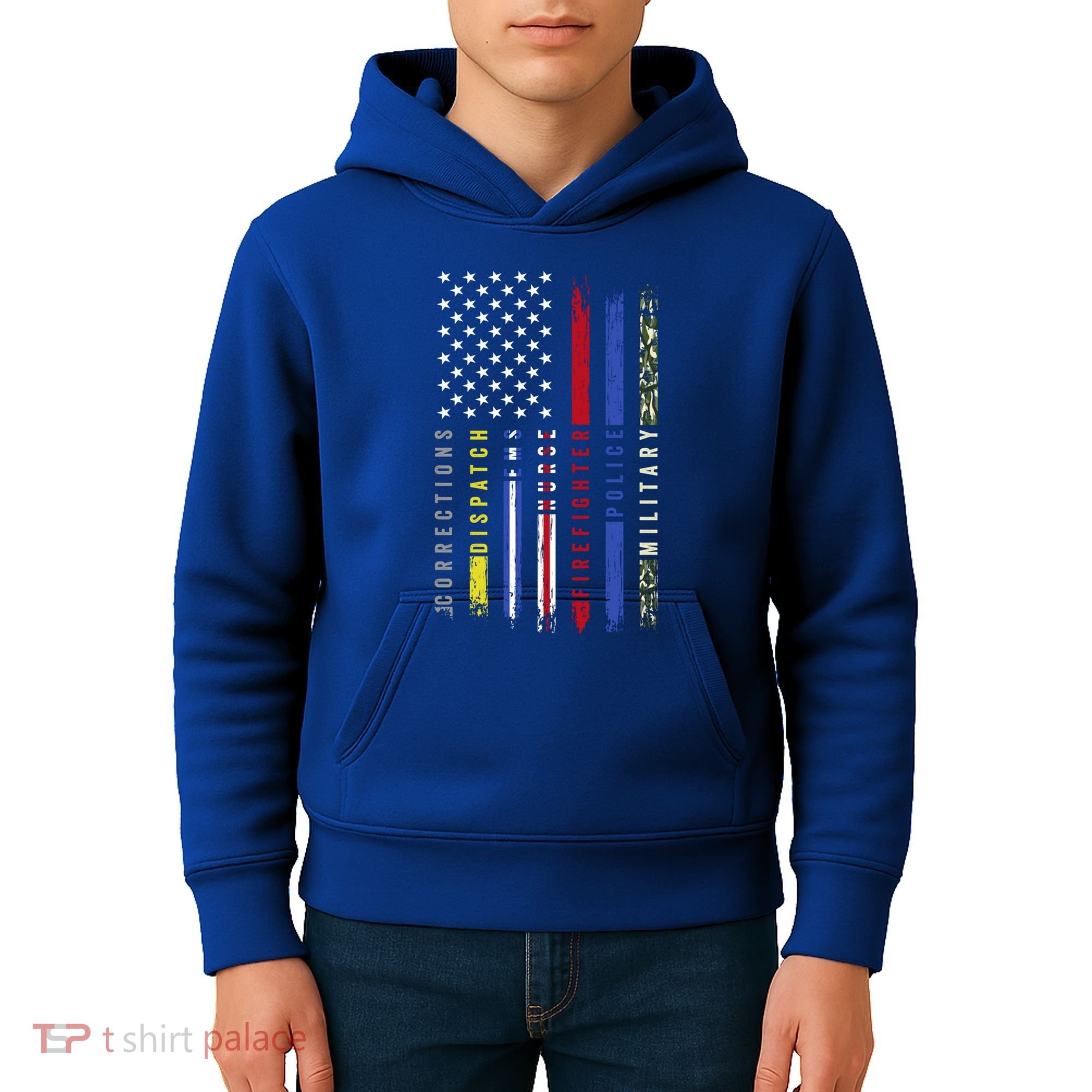First Responders Hero Flag Nurse Ems Police Fire Military Cool Gift Kids Hoodie