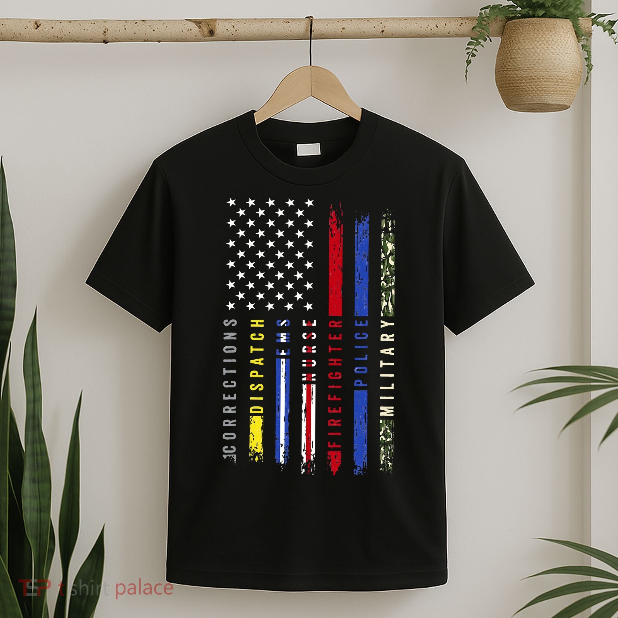 First Responders Hero Flag Nurse EMS Police Fire Military T-Shirt