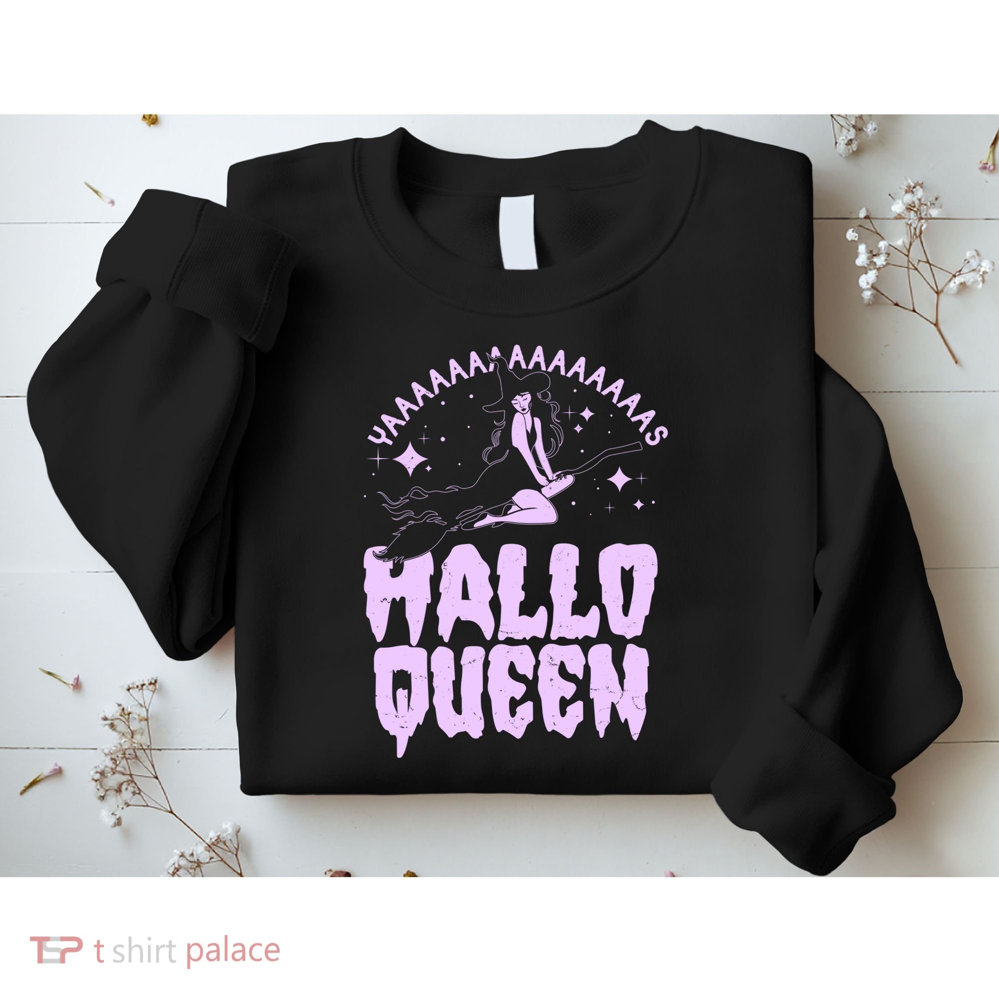 Funny Retro Halloween Yaaas Hallo Queen Witch Sweatshirt