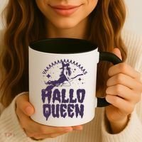 Funny Retro Halloween Yaaas Hallo Queen Witch Coffee Mug thumb 3