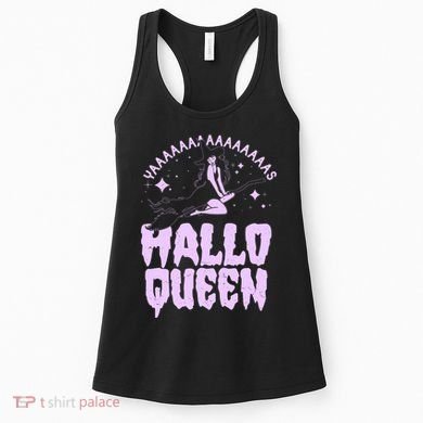 Funny Retro Halloween Yaaas Hallo Queen Witch Women's Tank Top