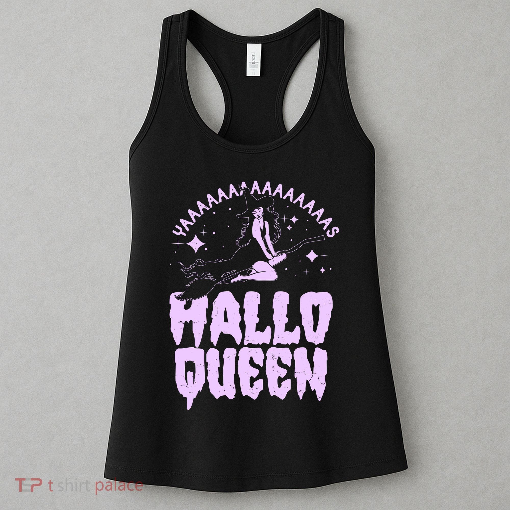Funny Retro Halloween Yaaas Hallo Queen Witch Women's Tank Top