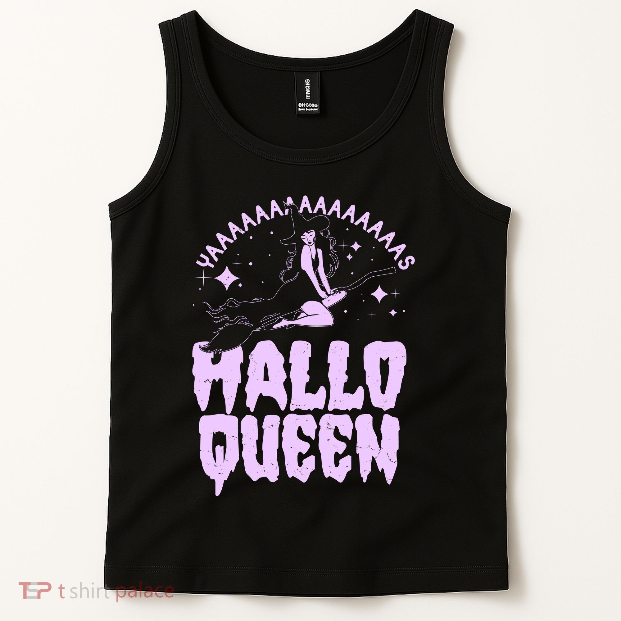 Funny Retro Halloween Yaaas Hallo Queen Witch Tank Top