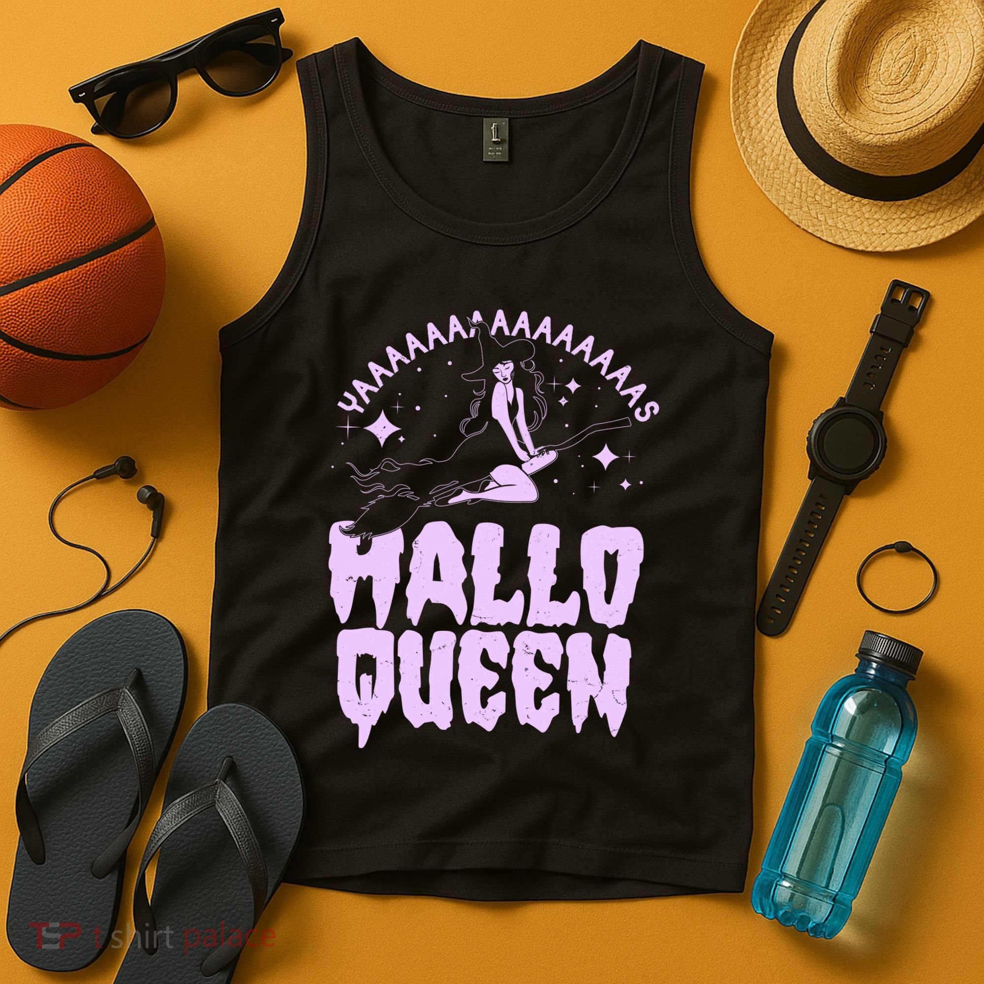 Funny Retro Halloween Yaaas Hallo Queen Witch Tank Top