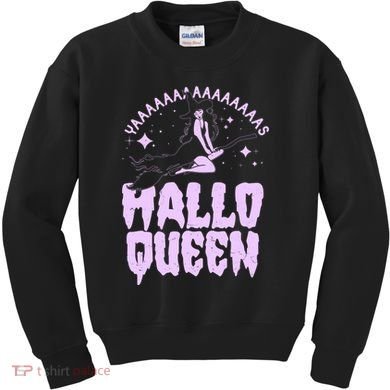 Funny Retro Halloween Yaaas Hallo Queen Witch Kids Sweatshirt