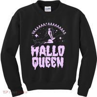 Funny Retro Halloween Yaaas Hallo Queen Witch Kids Sweatshirt thumb 0
